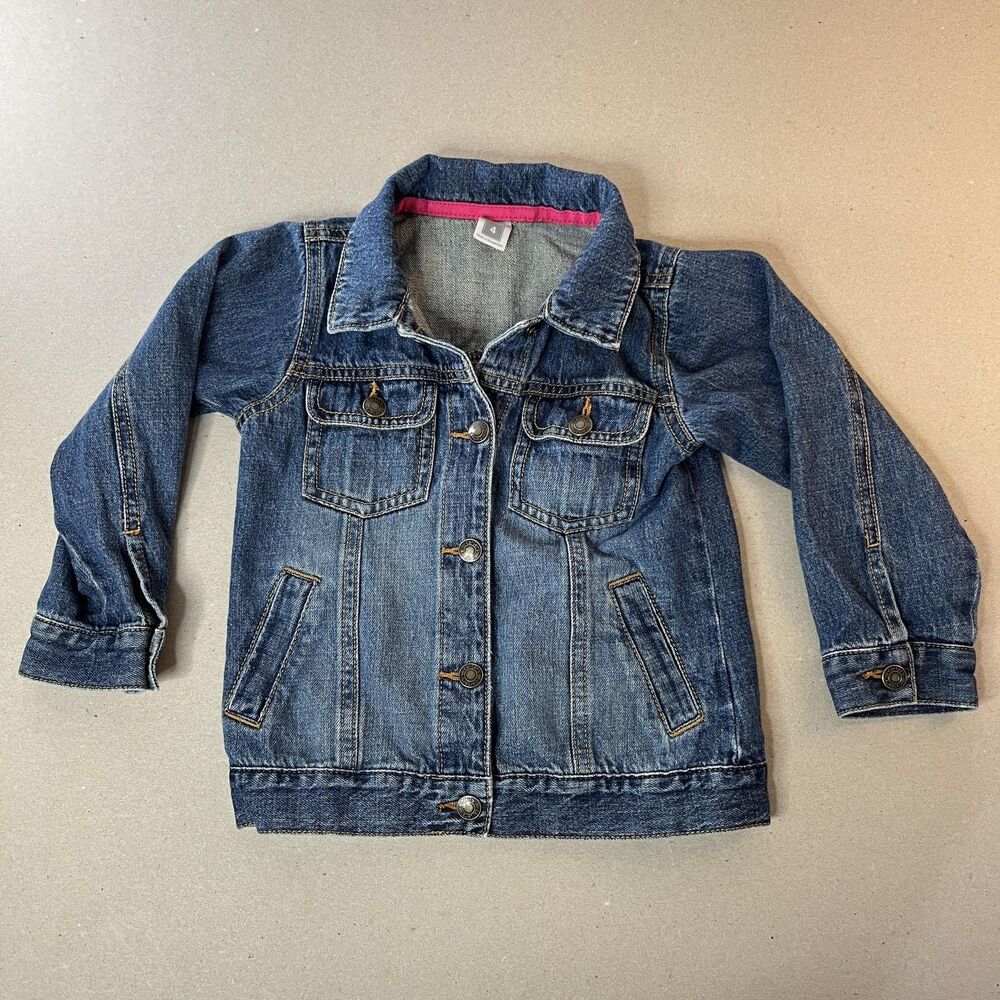 Carters Jean Jacket Girls 4 Blue Denim Snap Front Pockets Casual Outerwear